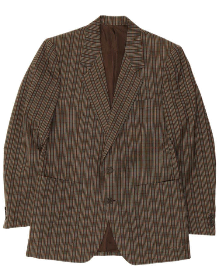 Pierre Cardin Veste blazer à 2 boutons pour homme UK 38 à carreaux marron moyen