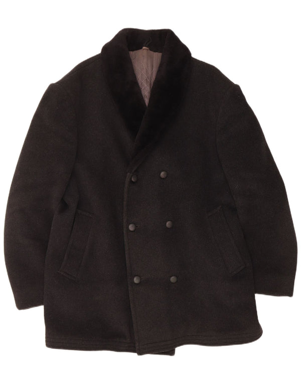 vintage Mens Double Breasted Coat UK 40 Grand Gris
