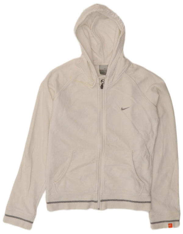 Nike Pull à capuche zippé pour femme UK 14/16 Grand coton blanc