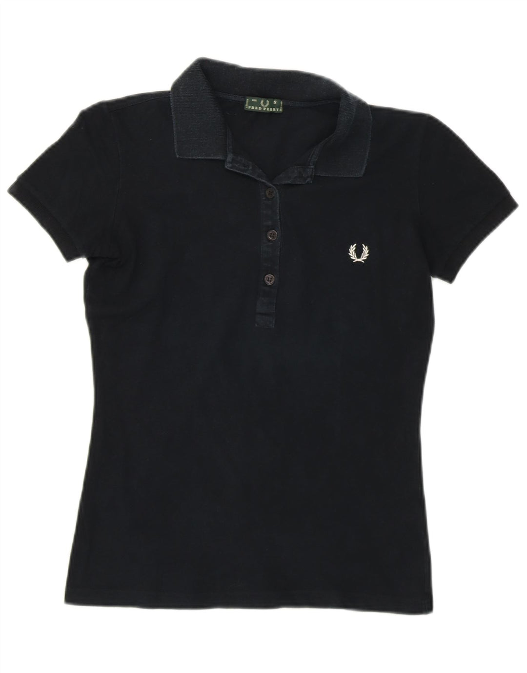 FRED PERRY Polo Femme UK 8 Small Noir Coton