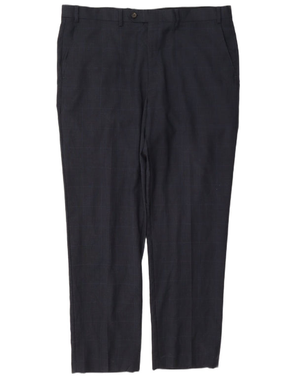 Ralph Lauren Pantalon de costume droit pour homme W38 L32 Laine à carreaux bleu marine