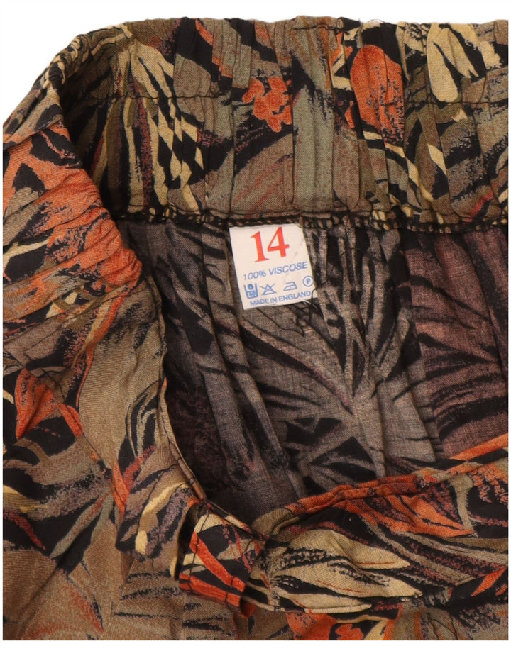 VINTAGE Jupe A-Line Femme UK 14 Moyen W28 Viscose Florale Marron