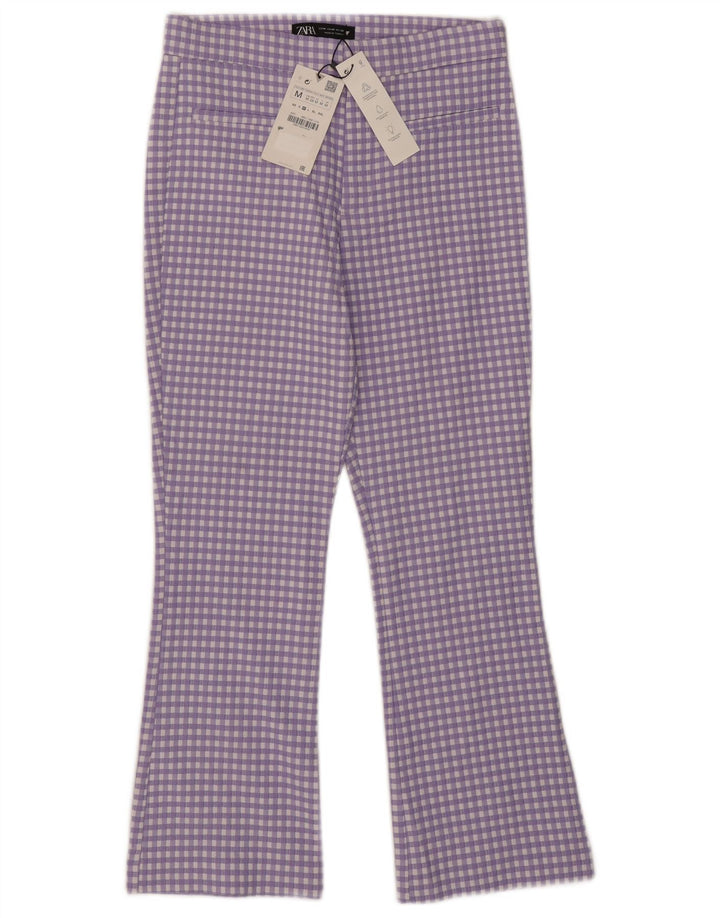 Zara Pantalon court bootcut pour femme Medium W28 L25 Vichy violet