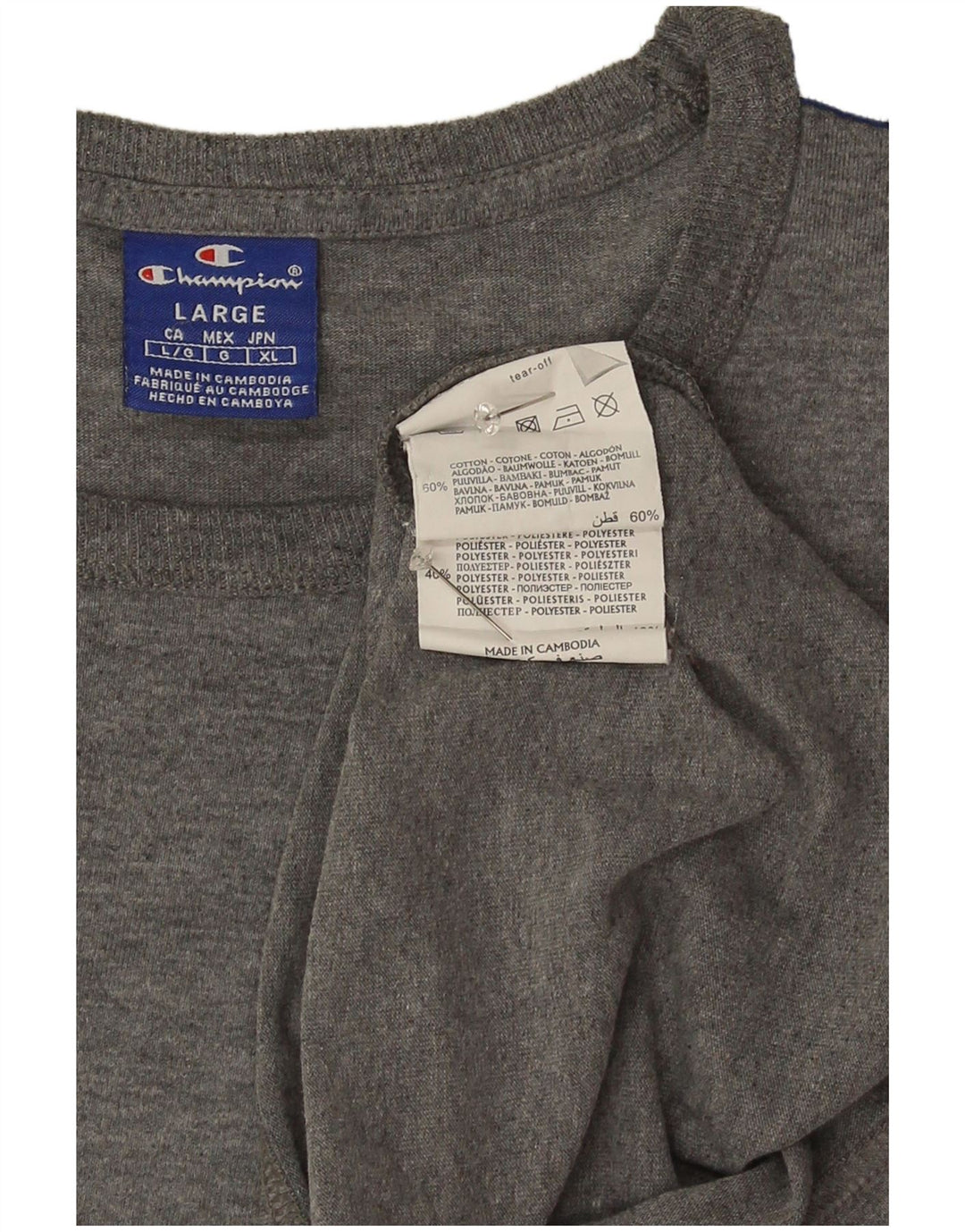 Champion T-Shirt Graphique Homme Grand Gris Colorblock Coton