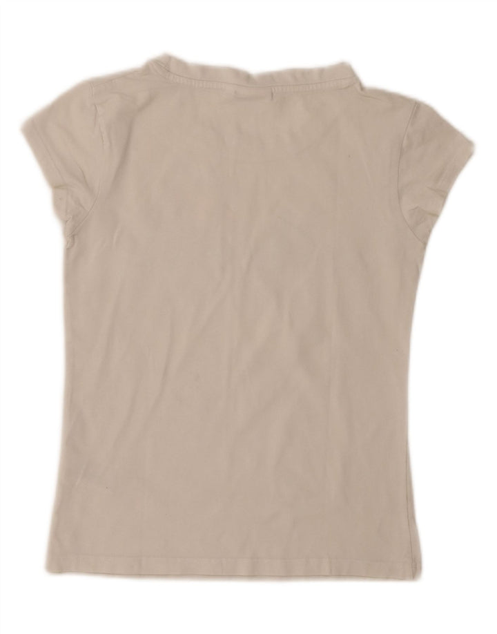 Ellesse T-shirt graphique pour femme UK 10 Small Blanc Coton