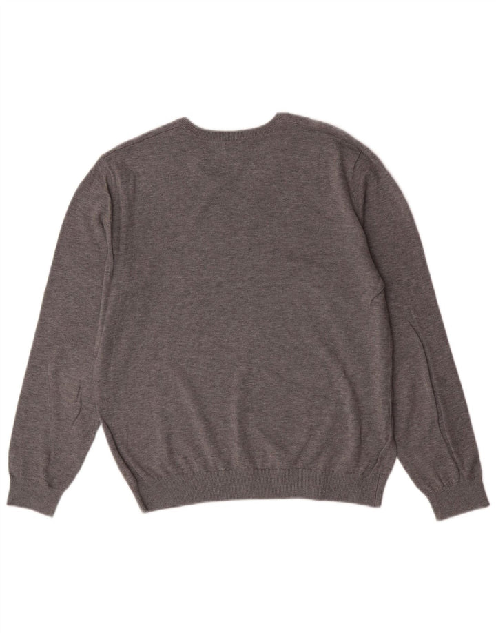 Boggi Pull Milano Col V Homme Gris Moyen Moucheté Coton