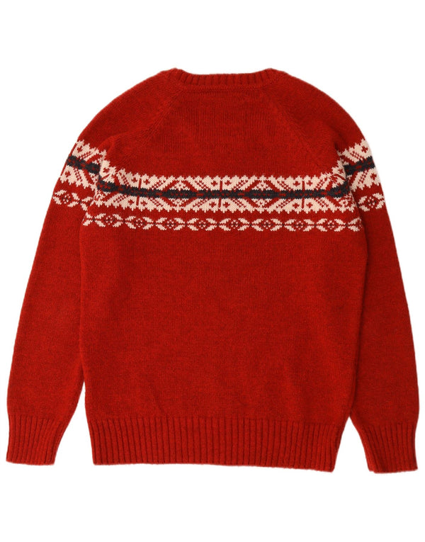 Superdry Pull Col Bateau XL Rouge Fair Isle Acrylique Homme