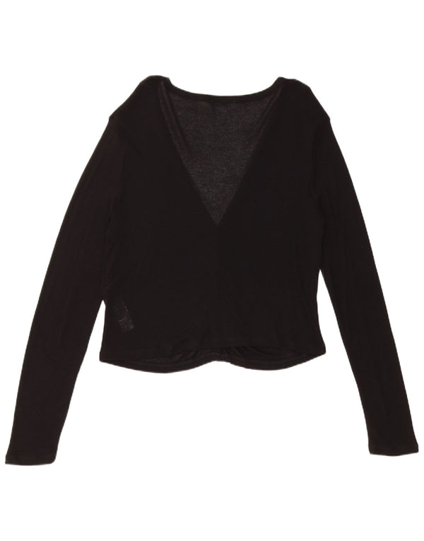 Zara Womens Crop Cardigan Sweater UK 14 Large Noir Viscose