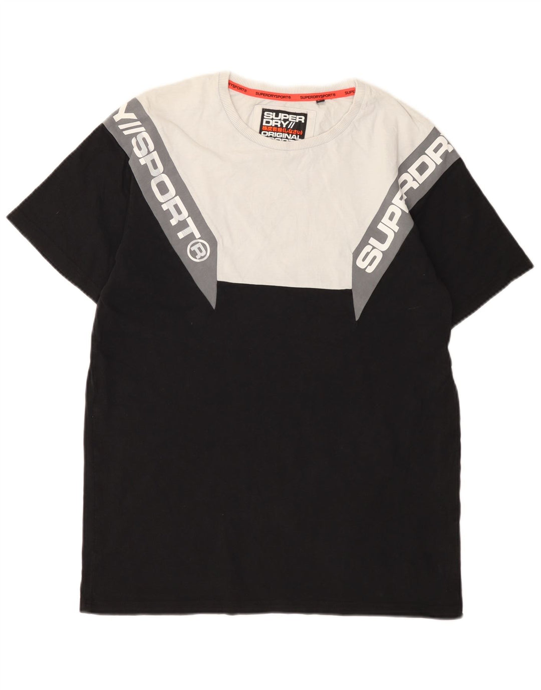 Superdry T-Shirt Graphique en Coton Colorblock Noir Moyen Homme