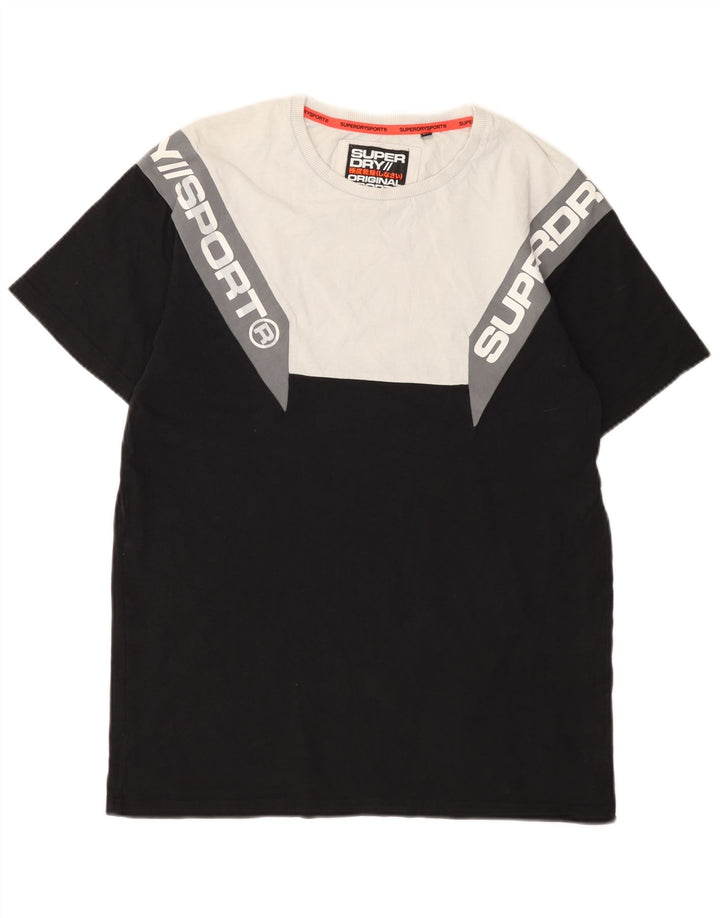 Superdry T-Shirt Graphique en Coton Colorblock Noir Moyen Homme