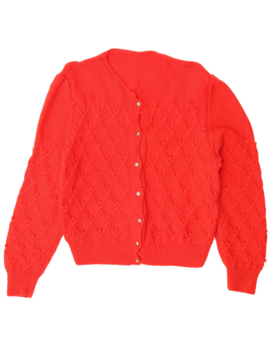 vintage Femme Cardigan Oversize Pull UK 16 Grand Rouge