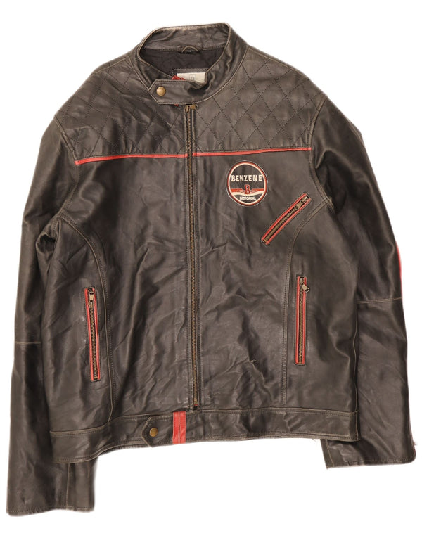 Les Boulevards Veste en cuir Moto Racer pour homme UK 40 Large Noir