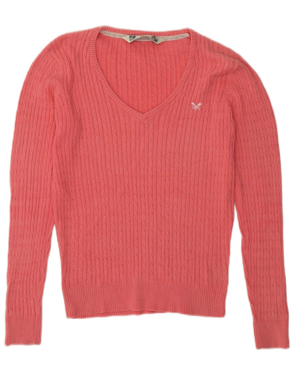 Crew Clothing Pull col en V pour femme UK 12 Coton rose moyen