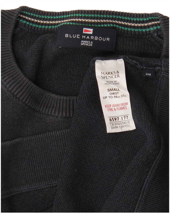 MARKS & SPENCER Sweat-shirt Blue Harbour pour hommes, petit coton bleu marine
