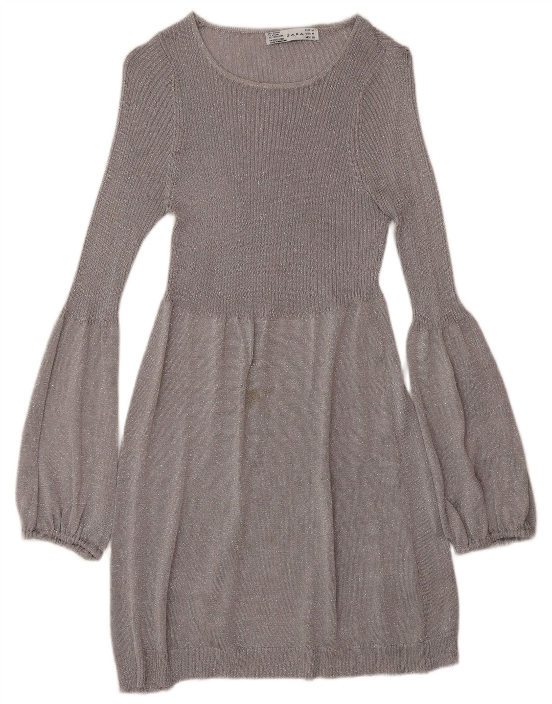 Zara Robe pull à manches longues pour femme UK 12 Gris moyen