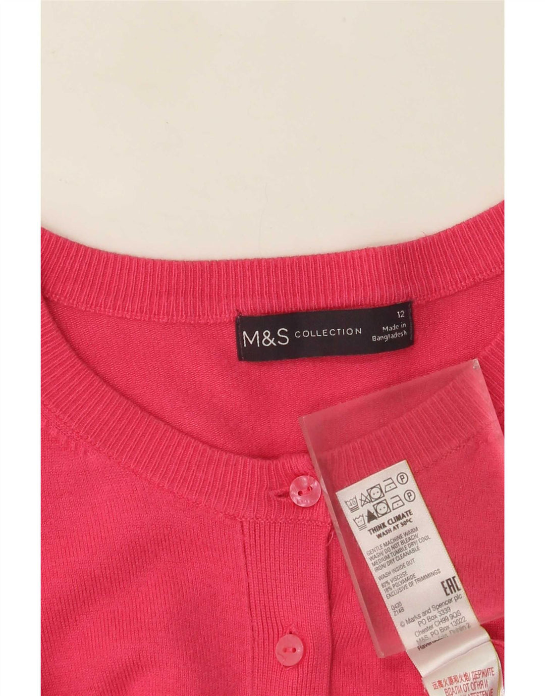Marks & Spencer Pull Cardigan Femme UK 12 Viscose Rose Moyen