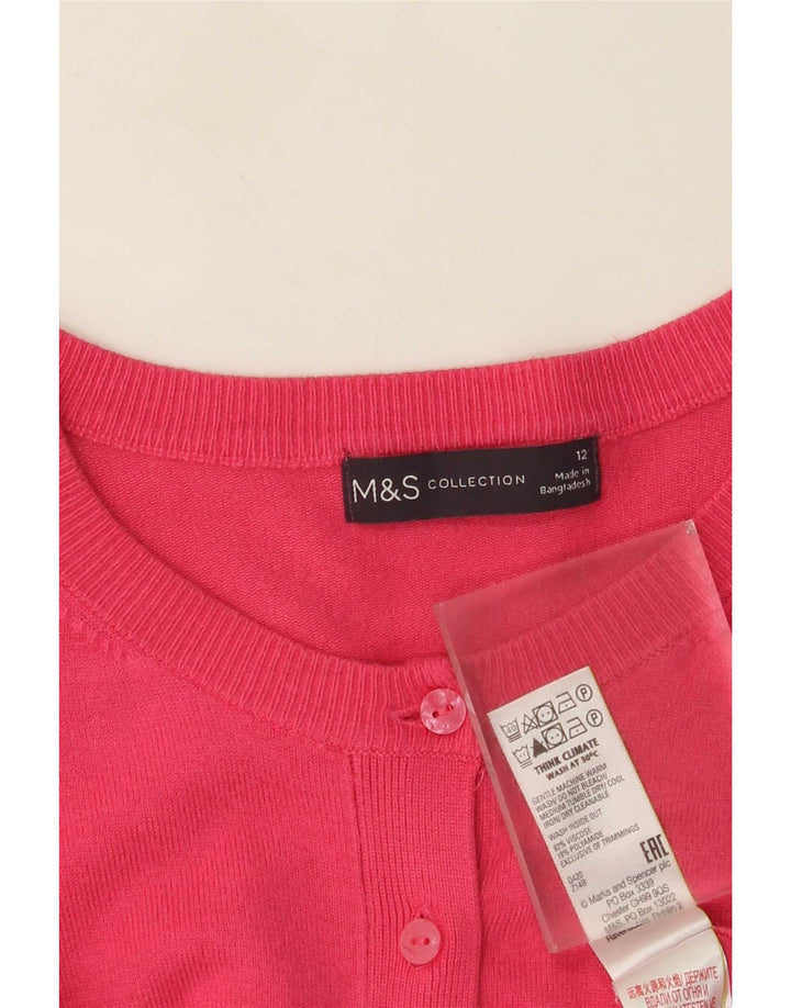 Marks & Spencer Pull Cardigan Femme UK 12 Viscose Rose Moyen