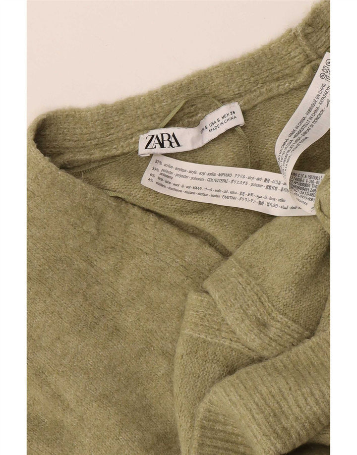 Zara Womens Cardigan Oversize Pull UK 10 Petit Kaki Acrylique