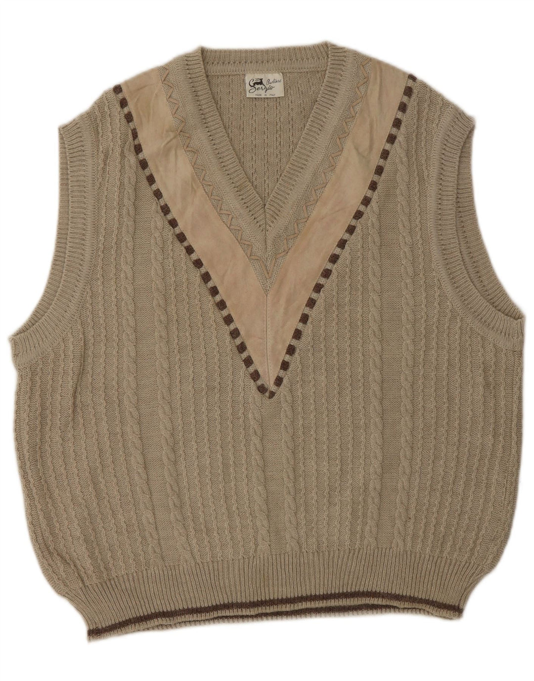 SERGIO BARBIERI Débardeur Homme IT 50 Laine Beige Moyen
