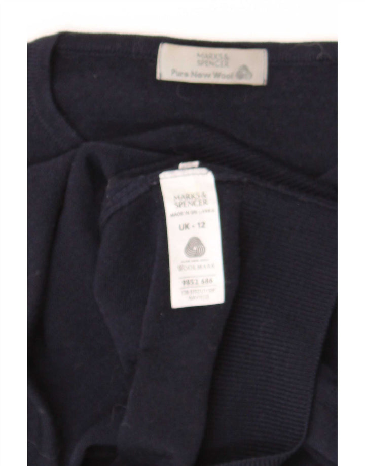 Marks & Spencer Pull à col rond pour femme UK 12 Laine bleu marine moyen