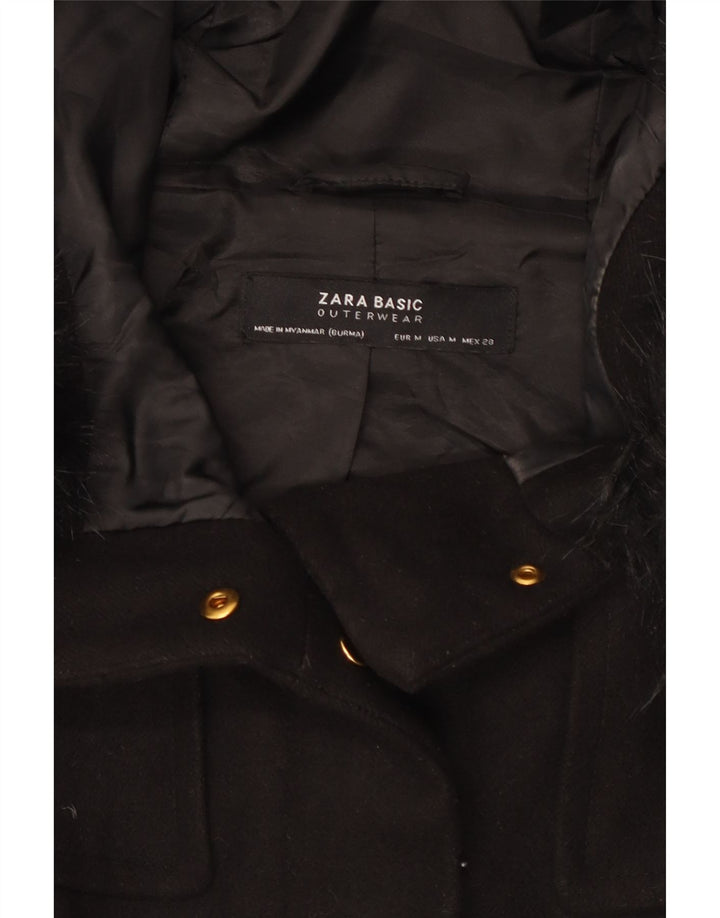 Zara Veste coupe-vent à capuche pour femme UK 14 Medium Noir