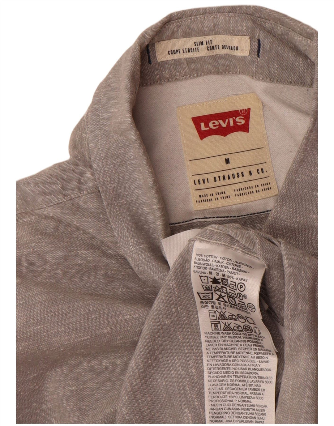 Levi's Chemise Slim Fit Homme Gris Moyen Moucheté Coton