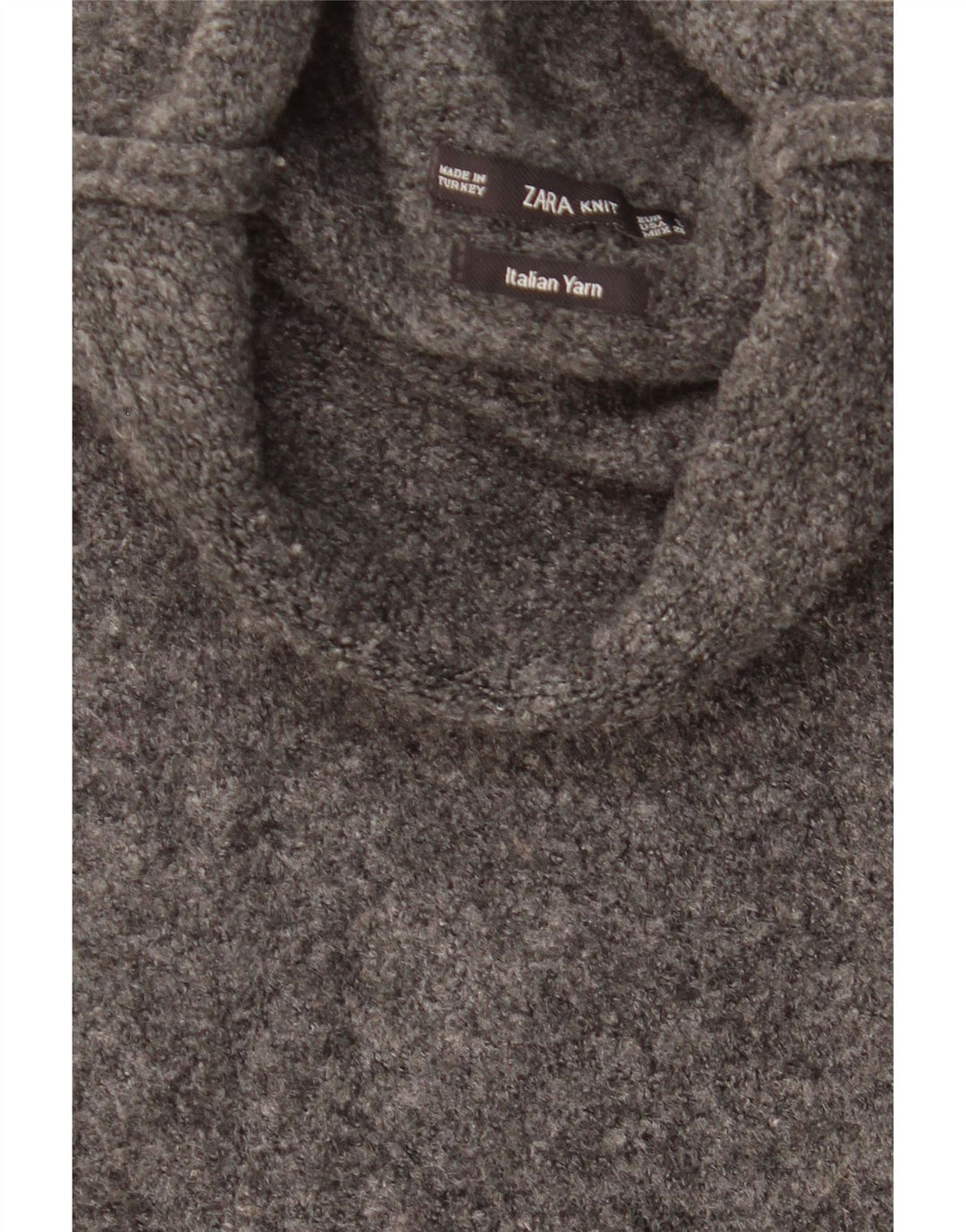 ZARA Femme Pull surdimensionné à manches 3/4 et col roulé UK 10 Petit Gris