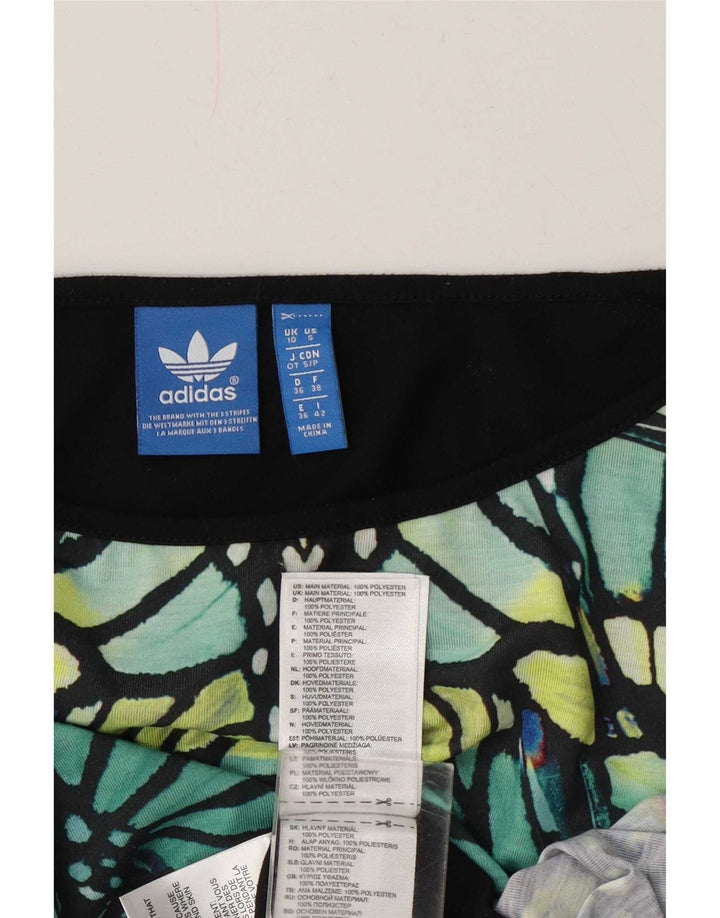 Adidas Womens Abstract Pattern Graphic Top 3/4 Sleeve UK 10 Small Multicolo