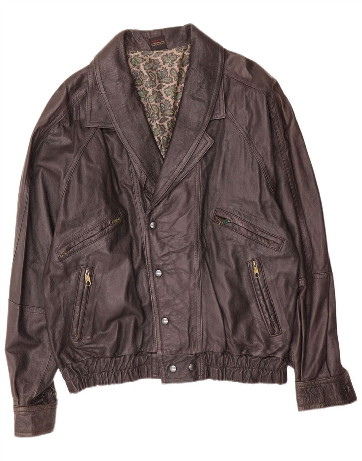 veste en cuir homme vintage UK 40 Grand cuir brun