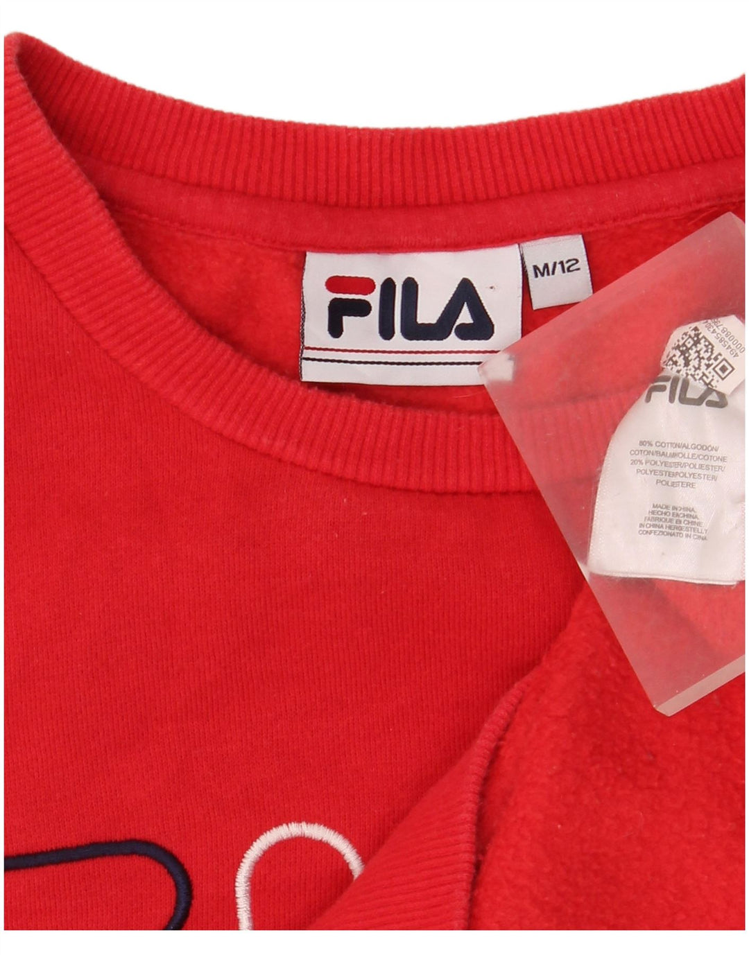 Fila Pull-over surdimensionné graphique pour hommes UK 12 Rouge moyen Coton