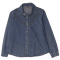 chemise en denim femme vintage UK 14 coton bleu moyen