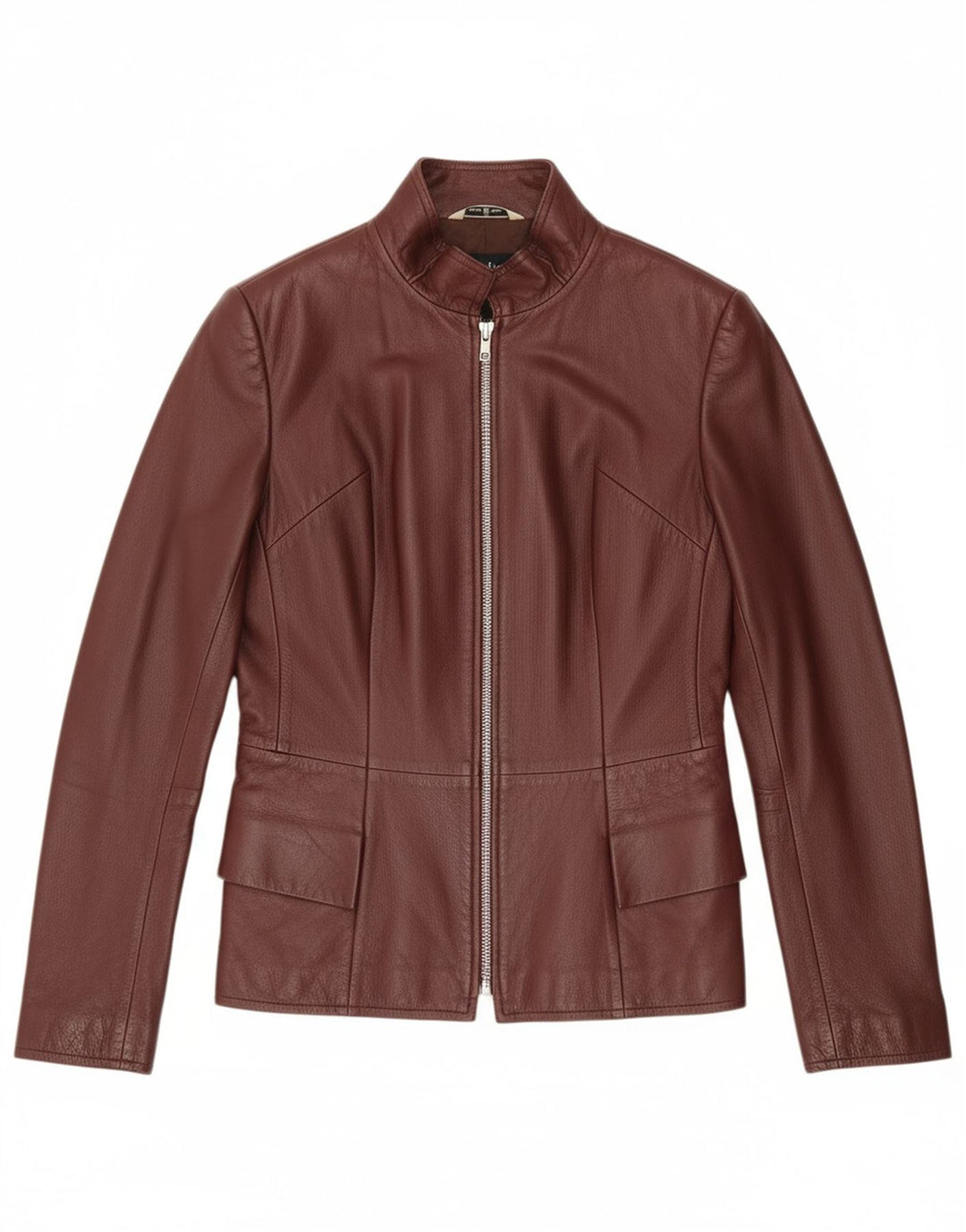 VINTAGE Womens Leather Jacket IT 44 Medium Maroon Leather