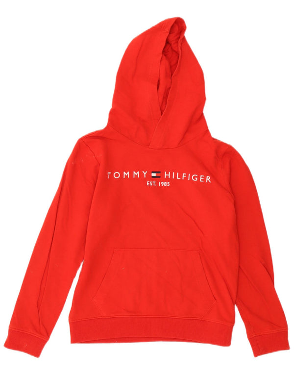 Tommy Hilfiger Pull à capuche graphique pour garçon 11-12 ans Rouge Coton