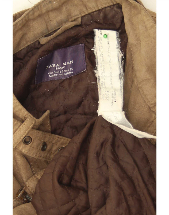 Zara Veste Bomber Militaire Homme UK 36 Petit Marron