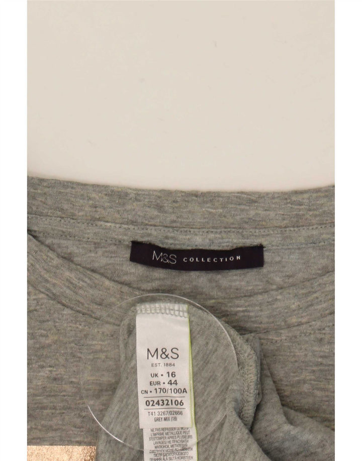Marks & Spencer Haut graphique à manches longues pour femme UK 16 Large Gris Colorblock