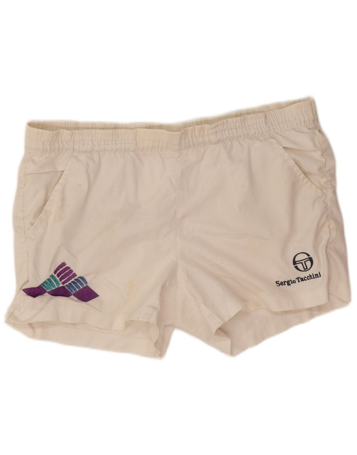 Sergio Tacchini Short de sport graphique pour hommes IT 46 petit polyester blanc