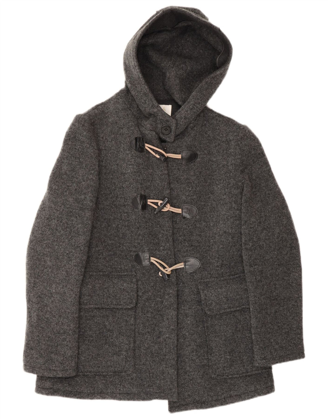 VINTAGE Duffle Coat à capuche femme IT 48 XL laine grise