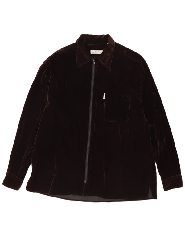 Pal Zileri Chemise en velours côtelé pour homme 2XL Marron Viscose
