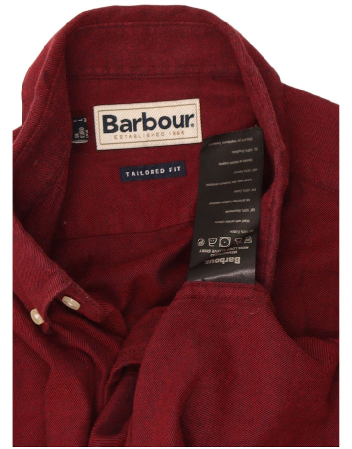 Barbour Chemise Coupe Ajustée Homme Grand Coton Bordeaux