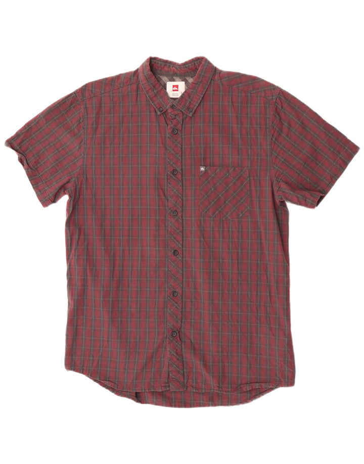 Quiksilver Chemise à manches courtes pour homme en coton à carreaux rouges