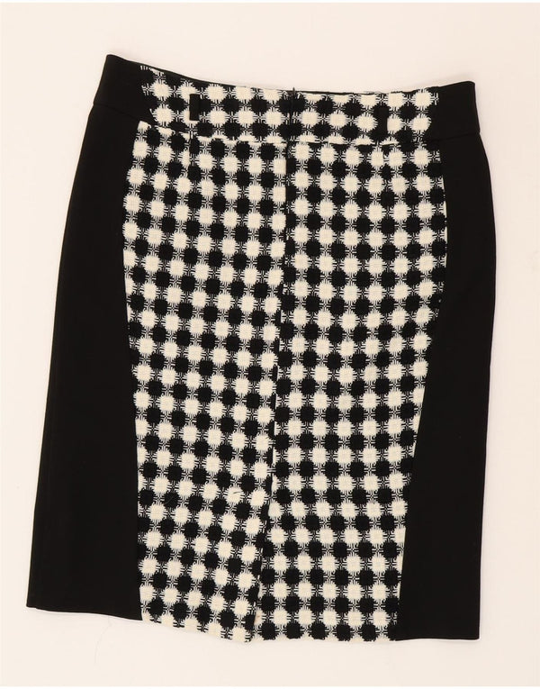 jupe droite femme vintage UK 16 Grand W34 Acrylique géométrique noir