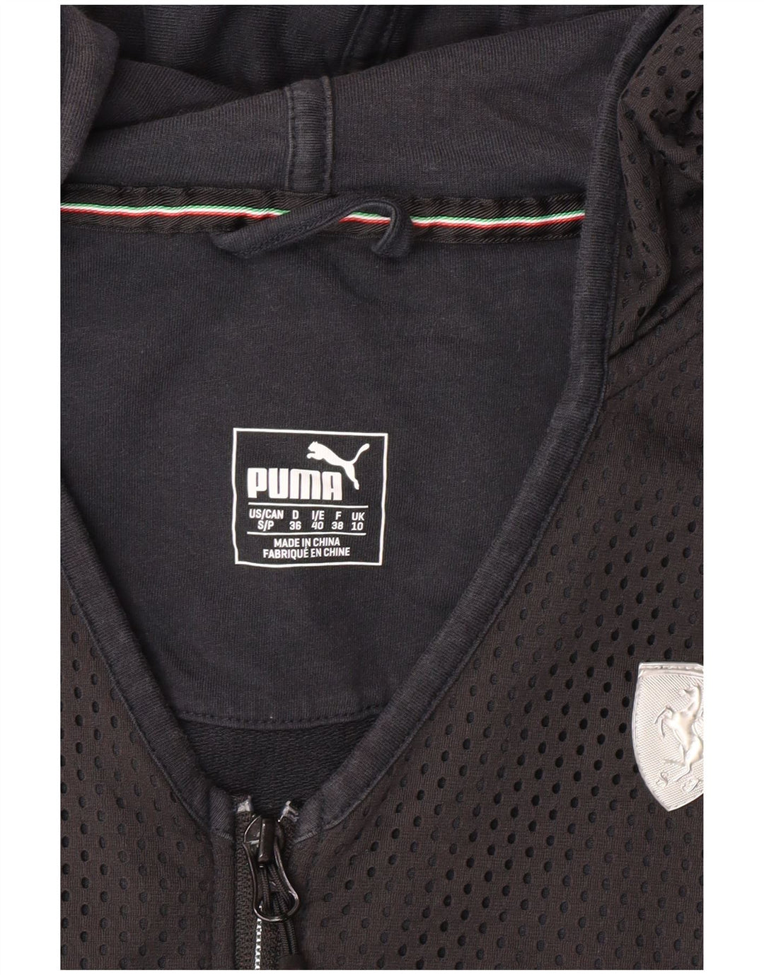 Puma Veste de survêtement à capuche à manches courtes pour femme UK 10 Small Noir