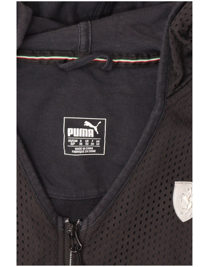 Puma Veste de survêtement à capuche à manches courtes pour femme UK 10 Small Noir