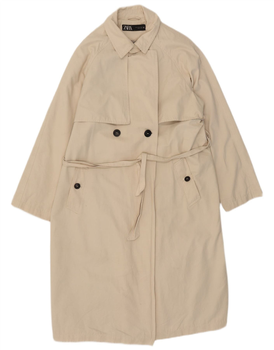 Zara Trench Femme UK 14 Coton Beige Moyen