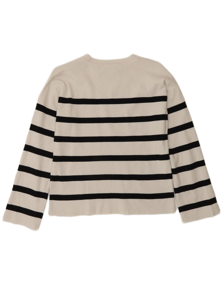Marks & Spencer Chemisier régulier pour femme UK 10 Petit coton rayé blanc