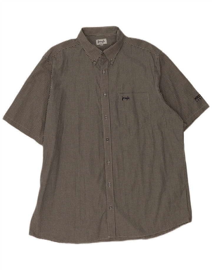 PRINGLE Chemise à manches courtes pour homme XL en coton vichy noir
