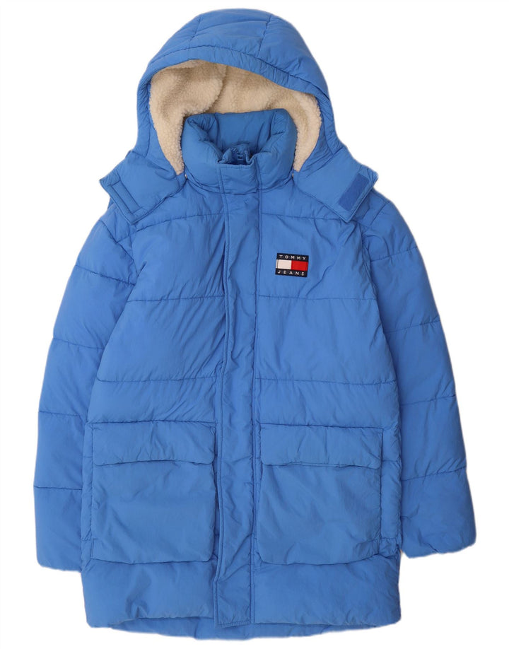 Tommy Hilfiger Manteau rembourré à capuche pour homme UK 36 Petit Bleu Polyamide