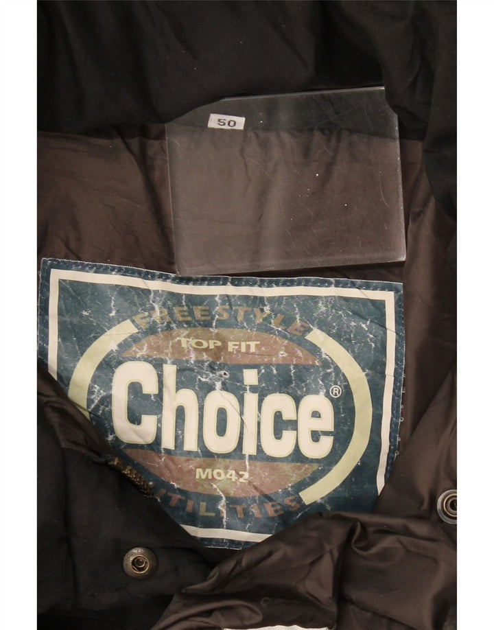 VINTAGE Manteau rembourré à capuche femme EU 50 2XL Noir Polyamide