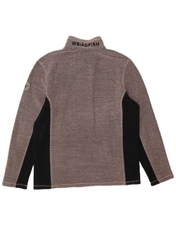 Weird Fish Sweat-Shirt Graphique à Col Zippé Homme Gris Moyen Colorblock