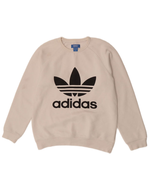 Adidas Sweat-shirt graphique pour homme en coton blanc Taille S